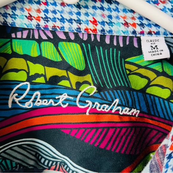 Robert Graham Men’s Medium Cul de Sack Tropical Plaid Short Sleeve Shirt - Picture 4 of 7